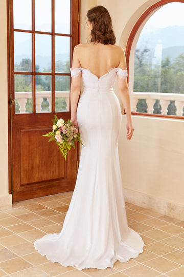 Mermaid Off the Shoulder Robe de mariée blanche avec dentelle